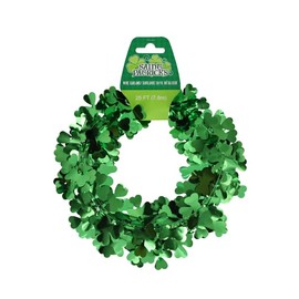 St. Patrick's Day Shamrock Tinsel Wire Garland - 25 Feet Long (Green Shamrocks)
