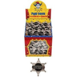 Henbrandt 24 X Cowboy Sheriff Badge Party Bag Fillers - Silver Coloured