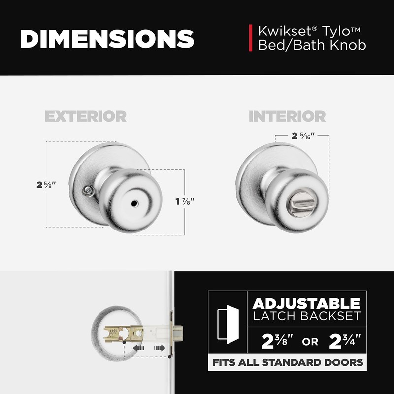 Kwikset Tylo Interior Privacy Door Knob with Lock, Door Handle