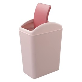Kekow Bote de basura de plástico pequeño de 4.5 galones, bote de basura con tapa abatible, rosa