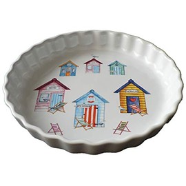 Beach Hut 25cm Ceramic flan Quiche Dish