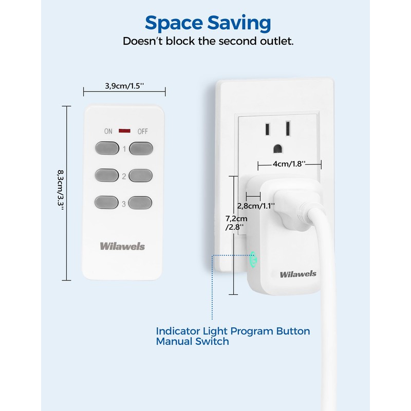 Remote Control Outlet, WILAWELS Wireless Remote Light Switch, Programmable and