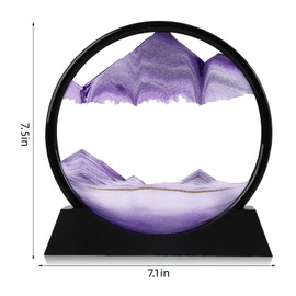 AXELIP Moving Sand Art Picture, Liquid Motion 3D Deep Sea Sandscape in Motion, Dynamic Round Glass Sand Picture Relaxing Desktop Home Office Work Decor (Purple, 7 inch)