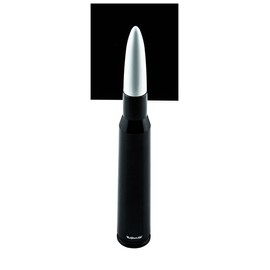 VMS Racing 50 Caliber BLACK WHITE TIP BULLET ANTENNA in Heavy Gauge CNC Machined Billet Aluminum Short Compatible with Nissan Titan 03-19 2003-2019