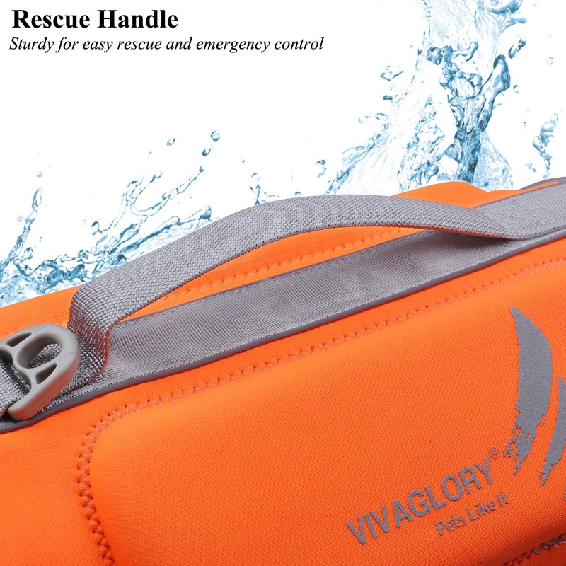 VIVAGLORY High Buoyancy Dog Life Vest, Swimming Vest with Handle,