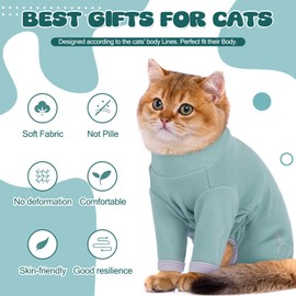 ADNIKIA Cat Pajamas for Cats Only, Sticky Hair Cat Clothes, Sphynx Hairless Cats Sweater, Recovery Suit After Surgery, Prevent Lost Hair Kitten Onesie Shirts Costumes Outfits for Pet