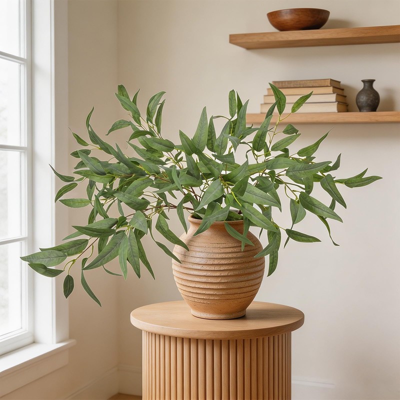6PCS Realistic Faux Eucalyptus Leaves Branches for Tall Floor Vase