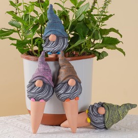 4 Pack Terracotta Watering Spikes, Vacation Self-Watering Planters Devices - Continuous Moisture with Slow Release Watering System - Perfect for Indoor Outdoor Plants (Gnome)