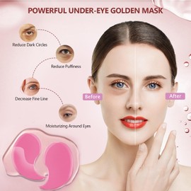 2 Packs 60 Pcs Under Eye Patches, 24K Gold+Pink, 30 Pairs Women Undereye Mask for Puffy Eyes Dark Circles Treatment, Men Collagen Gel Pads Hydrating for Eye Bags Puffiness Wrinkle, Beauty Skin Care