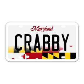 Squiddy Crabby Maryland State License Plate Style - Vinyl Sticker Decal for Phone, Laptop, Water Bottle (3.5" Wide)