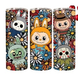 Handmade Cartoon Monster Doll Trending Floral 20oz Skinny Tumbler Insulated Travel Mug