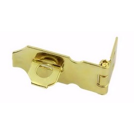 Polished Brass Finished Steel Hasp Set - 1 1/2" x 3/4" - Antique and Modern Furniture Cabinet Doors, Trunk, Chest, Box | H40-C753-1