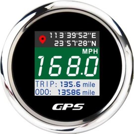 ARTILAURA Digital GPS Speedometer 2-1/16" 52mm MPH/KM/Knot Boat Gauge with GPS Antenna Odometer for AUTO Car Marine (Black)