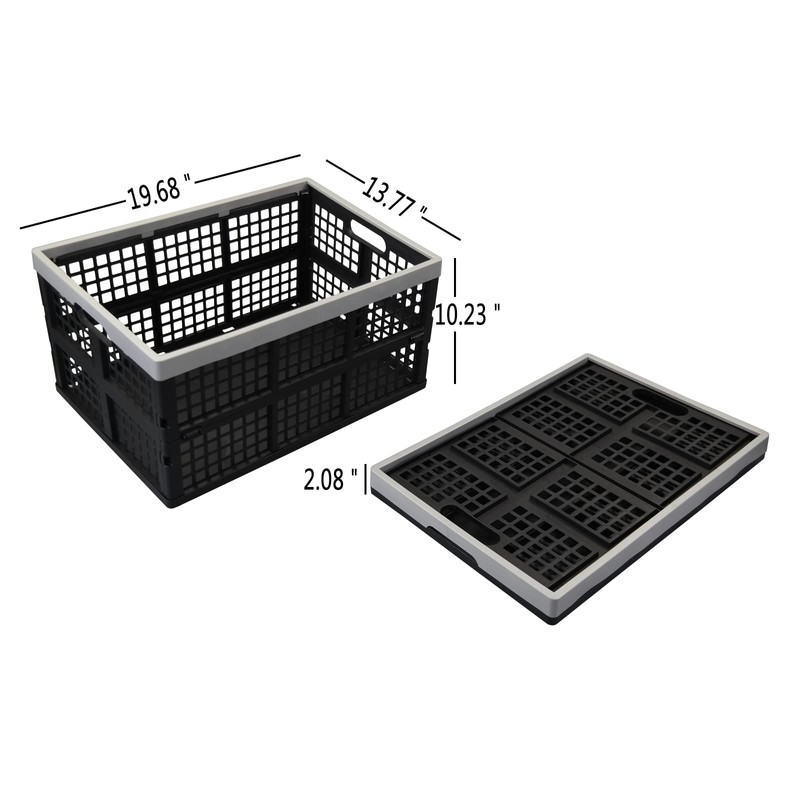 Anbers 42 L Plastic Collapsible Storage Crate, Folding Milk Crate