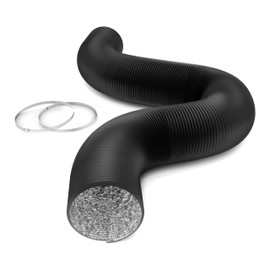 Simple Deluxe 8 Inch Flexible Air Aluminum Ducting, 25-Feet Long Vent Hose for HVAC Ventilation and Exhaust, 2 Clamps, Black