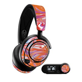 MightySkins Glossy Glitter Skin Compatible with SteelSeries Arctis Nova Pro - Orange Swirl | Protective, Durable High-Gloss Glitter Finish | Easy to Apply, Remove, and Change Styles | Made in The USA