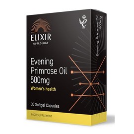 ELIXIR NUTROLOGY Evening Primrose Oil 500mg 30 Softgel Capsules – Supports Women’s Health, Rich in Gamma-Linolenic Acid (GLA), with Vitamin E for Skin Health & Antioxidant Protection.