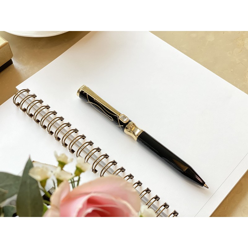 LACHIEVA LUX Elegant Crystal Metal Ballpoint Pen with German-made Refills