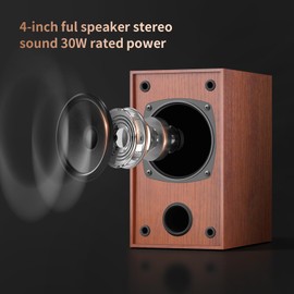Elimavi 30W*2 Passive Bookshelf Speakers for Record Players and Home Theater Systems, Midrange and High-Frequency Stereo Speakers, Indoor Rear Surround Speakers, Requires a Amplifier,Wood Grain Color