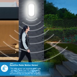 Oraymin 10W LED Wall Lamp with Motion Sensor, 4000K Neutral White LED Automatic Sensor Lamp, IP44 Ceiling Lighting, Basement Lamp, Bathroom Lamp, Bedroom Lamp, Balcony Lamp