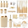 WSBArt 32PCS Bathroom Sets with Shower Curtain and Rugs-Beige Bathroom