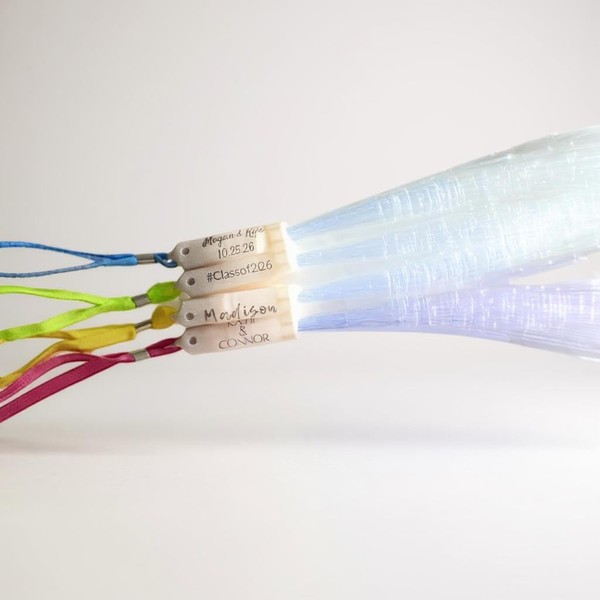 40 Pack Custom Text Light Up Fiber Optic Wands with