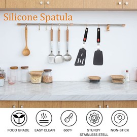 Silicone Spatula Turner Set of 2, 600°F Heat Resistant Cooking Spatulas for Nonstick Cookware, Kitchen Utensils Use Spatula Flippers Rubber Fish Spatulas Set for Egg, Cookie, Pancake, Fish, Burger