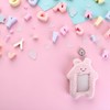 ZhangyiHot Pink Cute Plush Photocard Holder with Keychain, Cartoon Bear