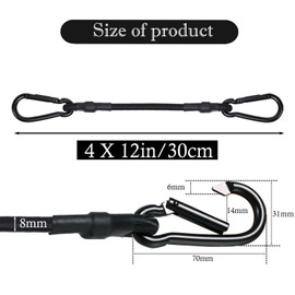 LOOGI Bungee Cords with Carabiner, 4 Set 30 cm (30cm x 4pcs)