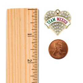 Inspired Silver - Team Mexico - Gold Necklace for Women - Pave Heart Pendant Chain Necklace Jewelry Gift with Cubic Zirconia - Women's Necklace Charm with Lobster Claw Clasp