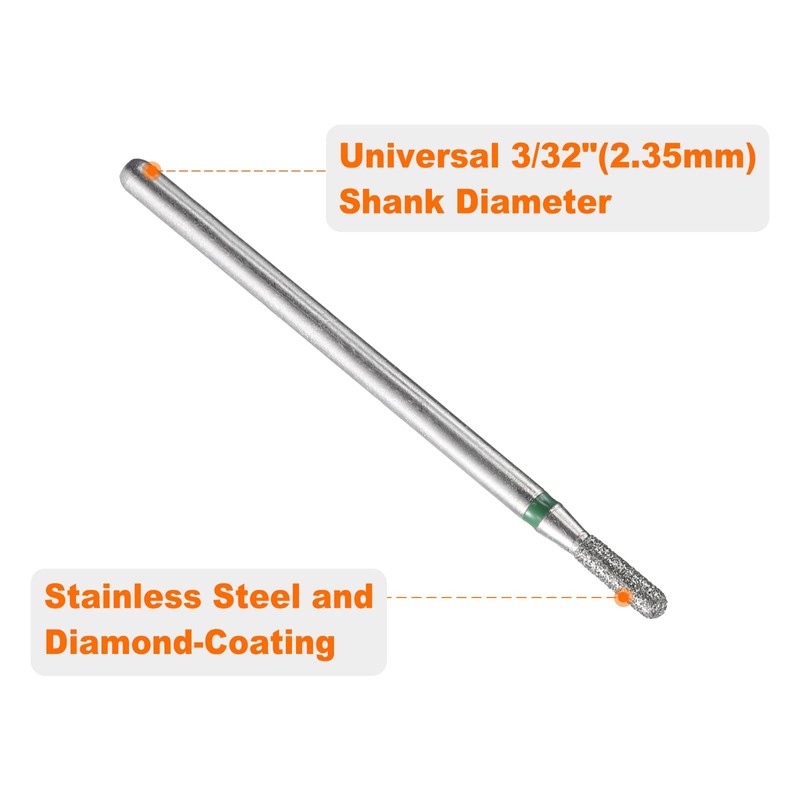 sourcing map 10pcs 100-120 Grits Diamond Grinding Bit 2mm Cylindrical
