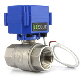 Motorized Ball Valve- 1" Stainless Steel Ball Valve with Full Port, 9-24V AC/DC and 2 Wire Auto Return Setup, Normally Open by U.S. Solid