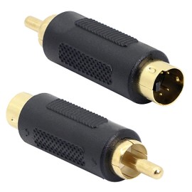 GELRHONR S-Video 4 Pin Mini DIN to RCA Adapter Gold Plated 4 Pin Composite Cable Adapter for TV, CCTV or DVR-2PCS