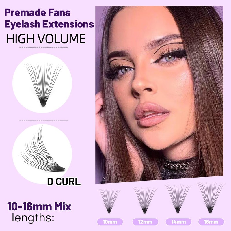 Bodermincer 200pcs 20D Premade Volume Fans Eye Lashes Extensions Thickness