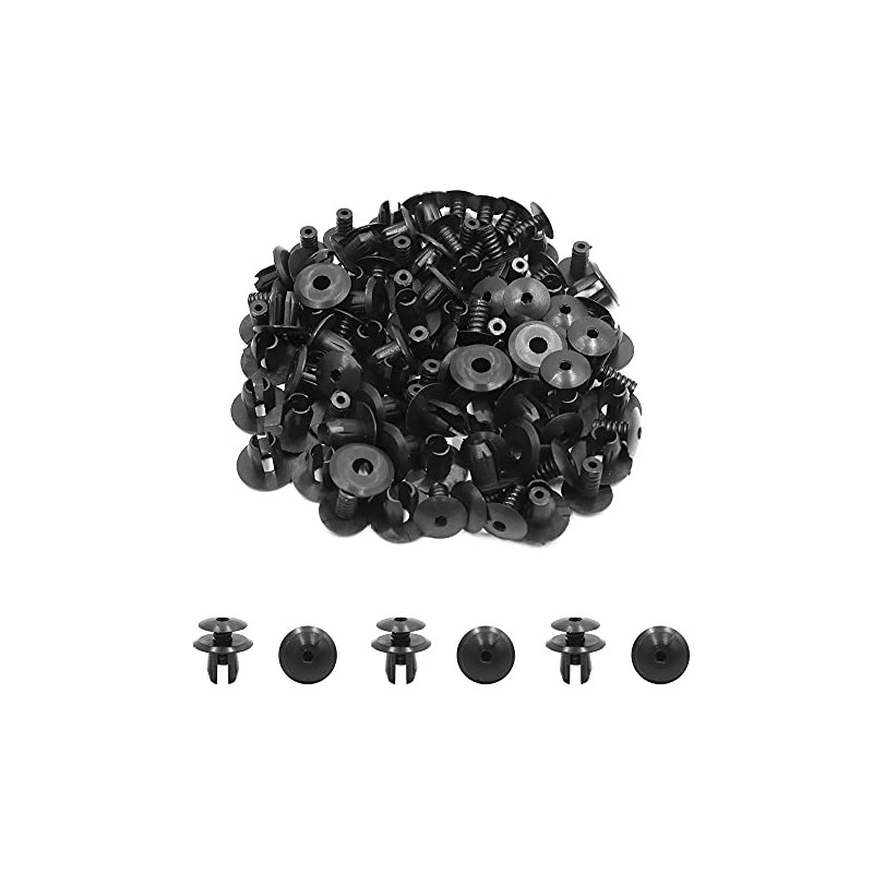 sourcing map 50Pcs 10mm Black Plastic Rivets Clips Bumper Fender