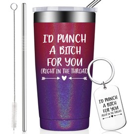 BIRGILT Birthday Gifts for Women - Sister Gifts from Sister - Graduation Gift for Her - Friendship Gift for Best Friend Woman - I'd Punch A B for You, 20oz Funny Tumbler for Mom, Girlfriend, Teacher