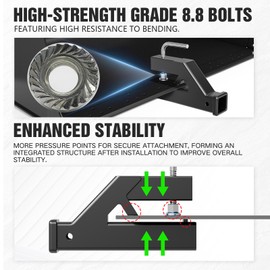 YZONA Clamp On Trailer Hitch Receiver 2" Ball Mount Adapter Compatible with Forklift Bucket Tractor Bucket, Trailer Hitch Attachment for Deere Bobcat Kubota Tractor Bucket, Black