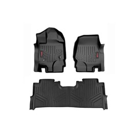 Rough Country All Weather Floor Mats Set for Ford F-150 (2015-2024), F-150 Lightning (2022-2024), Raptor (2017-2024) with Bucket Seats - Waterproof Flexible Floor Mats, Front & Back Set