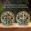 Lancholy 10-Inch Silent Wooden Wall Clock, Angel Holding Scales Antique