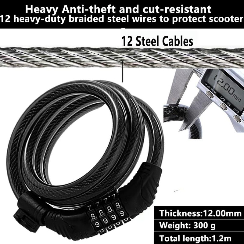 E Scooter Lock,Bike Lock Combination Lock Cable Compatible for Xiaomi