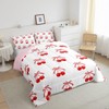 Erosebridal Red Cherry Bow Comforter Set for Women Girls Cute
