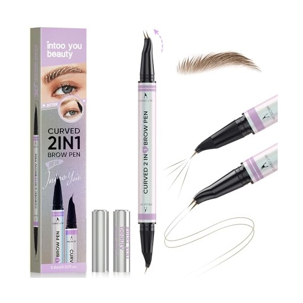 30° Curved Eyebrow Pencil, Magic 2 in 1 Eyebrow Pen