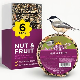 Audubon Park Nut & Fruit Snack Stack Wild Bird Food, Bird Seed Cake for Outside Feeders, 6-Pack