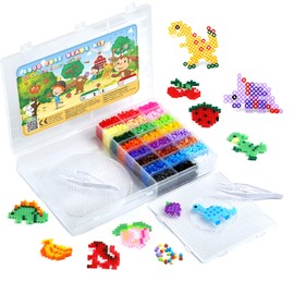 LIHAO Ironing Beads Plates Set 6000 Pieces Beads in Sorting Box Plate DIY Beads for Children as a Gift (4 mm, 24 Colours)