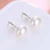 ALYC Pearl Earrings Freshwater Pearl White Button Stud Earrings with