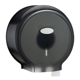 Jumbo Toilet Paper Roll Dispenser, Large Capacity Punch Dense Plastic Compact Single Roll Jumbo Paper Dispenser for Bathrooms Wall Mount for Toilets (Transparent Black)