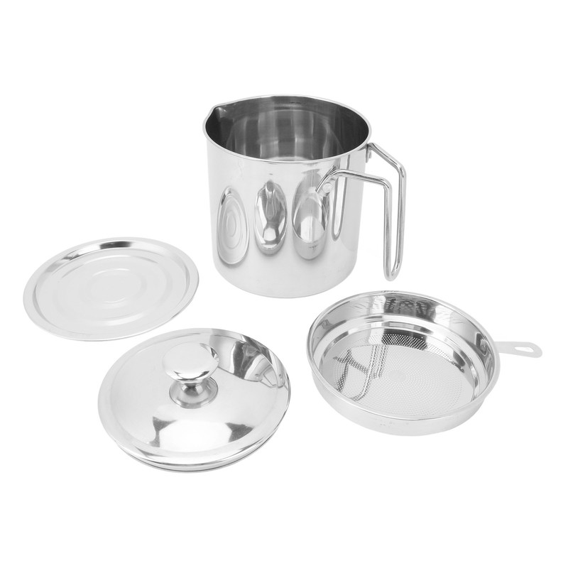 Grease Container 304 Stainless Steel Dustproof Large Capacity Fine Strainer