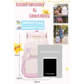 Aryan Pink Backpack Womens, 17In Lightweight Cute School Bag for Teenage Girls, Laptop Rucksack Daypack for School College Commuting Travel (pink)