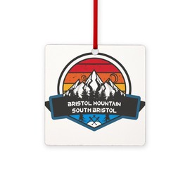 CafePress Bristol Mountain Ski South Bristol New York 3"x3" Square Wood Ornament