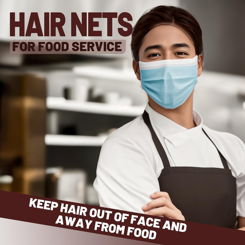 LEOBRO Brown Hair Nets, 60 pcs Hair Nets for Food